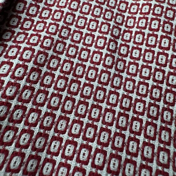 Vintage Ingram Italian Cotton Button Up Shirt Mens 48 Burgundy Geometric EU Made - Picture 7 of 16